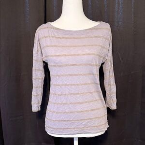 Splendid Lavender and Grey Striped Boatneck Top